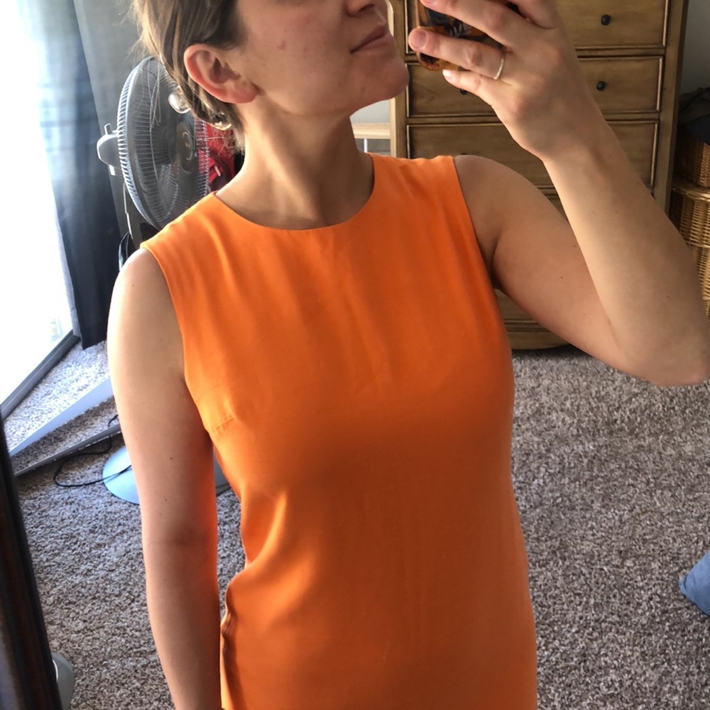 Talbots Orange Silk Pencil Dress
